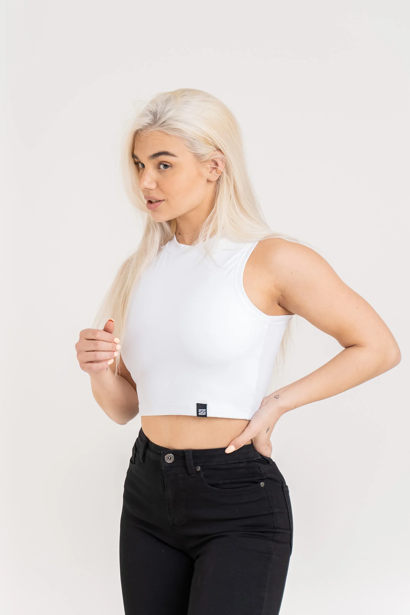 Fancy highneck toppi valkoinen - Image 4