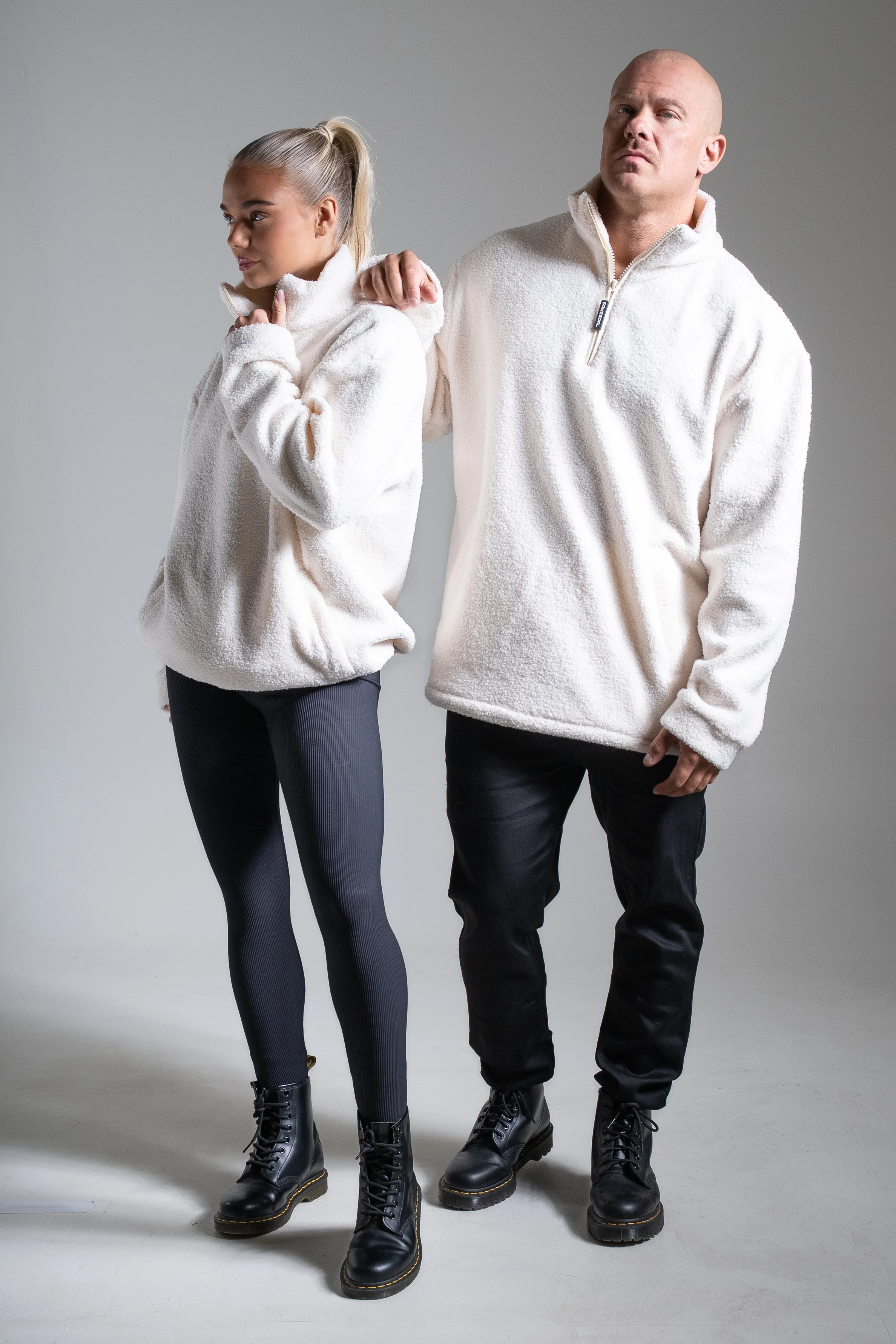 Oversize half zip teddy valkoinen - Image 2