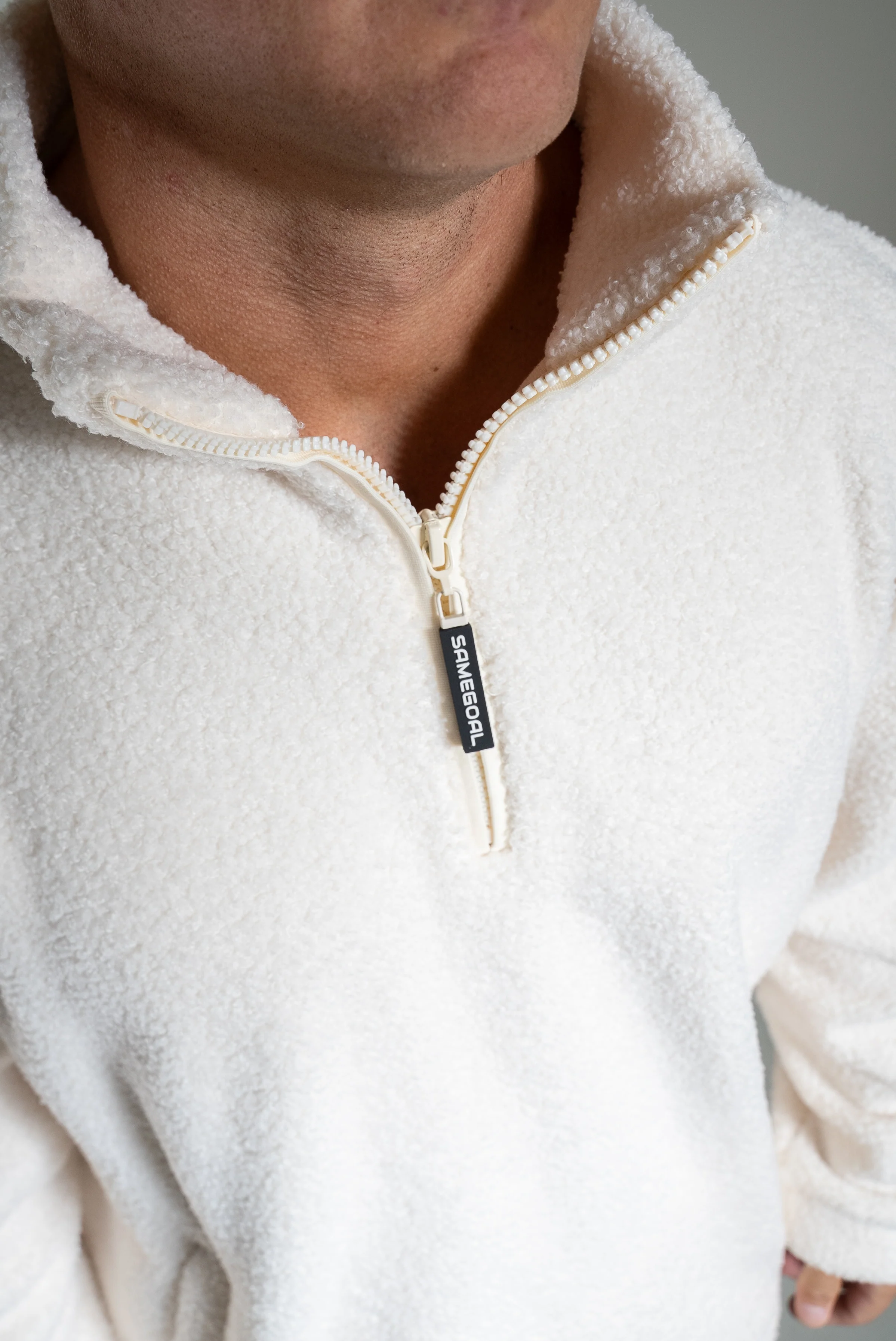 Oversize half zip teddy valkoinen - Image 5