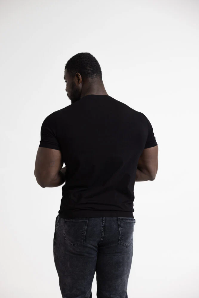 Miesten Basic v-neck t-paita musta - Image 3