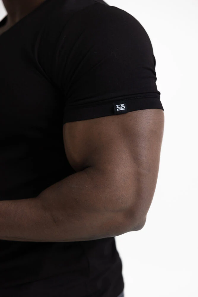Miesten Basic v-neck t-paita musta - Image 4