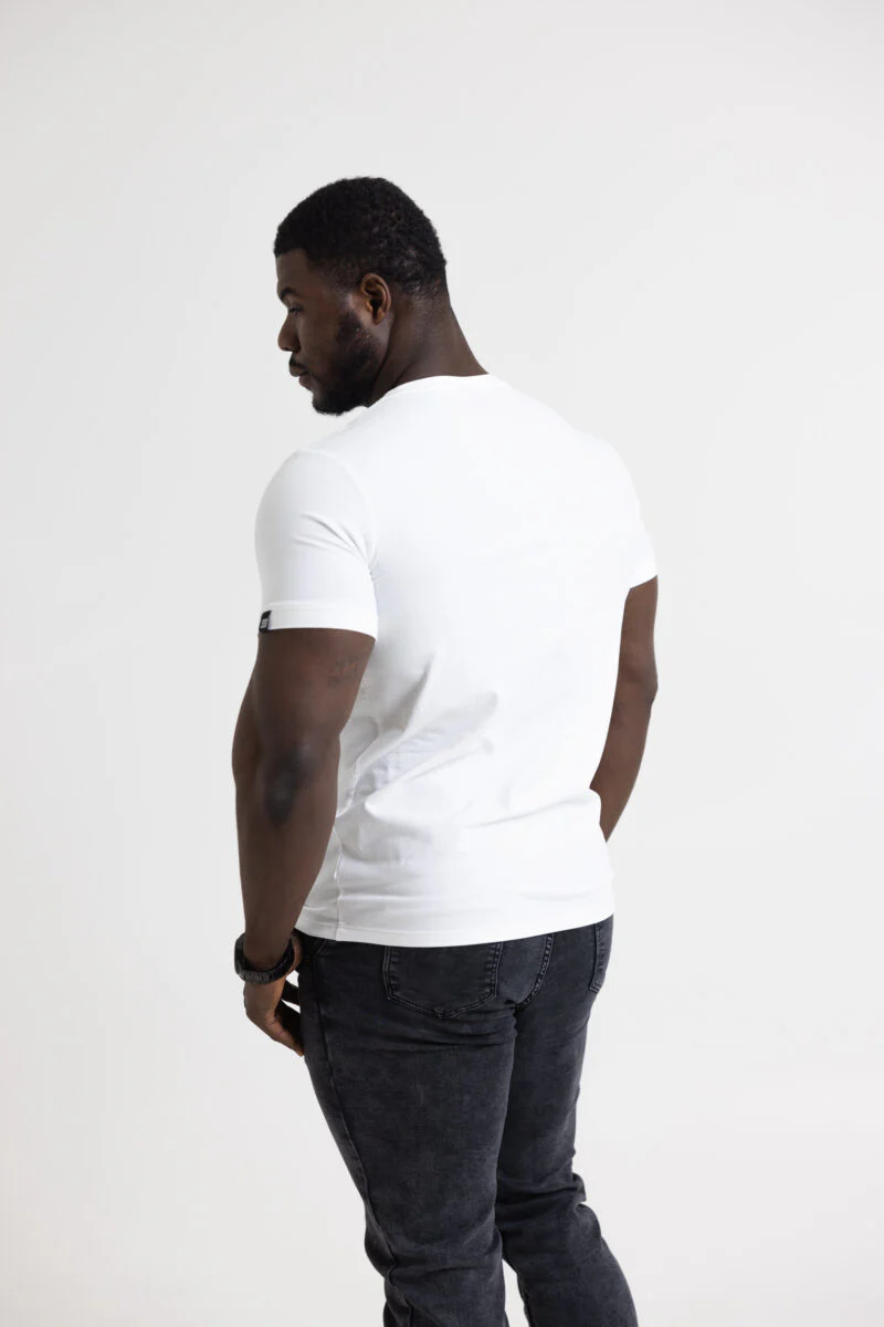 Miesten Basic v-neck t-paita valkoinen - Image 3